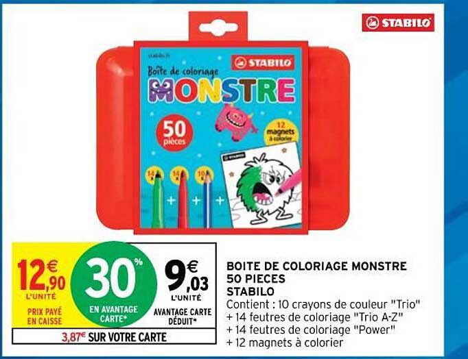 boîte de coloriage monstre 50 pièces stabilo