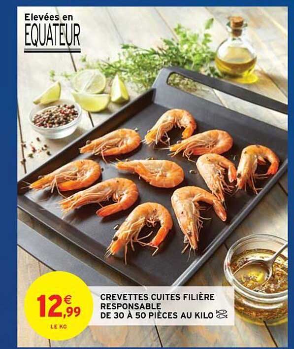 crevettes cuites filière responsable de 30 à 50 pièces au kilo