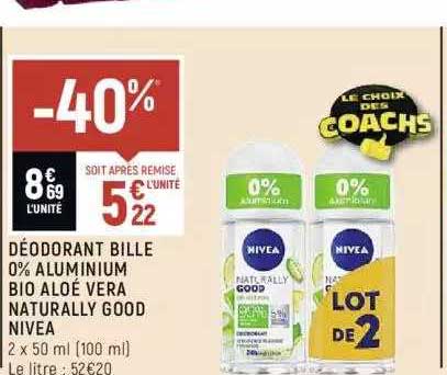 déodorant bille 0% aluminium bio aloé vera naturally good nivea