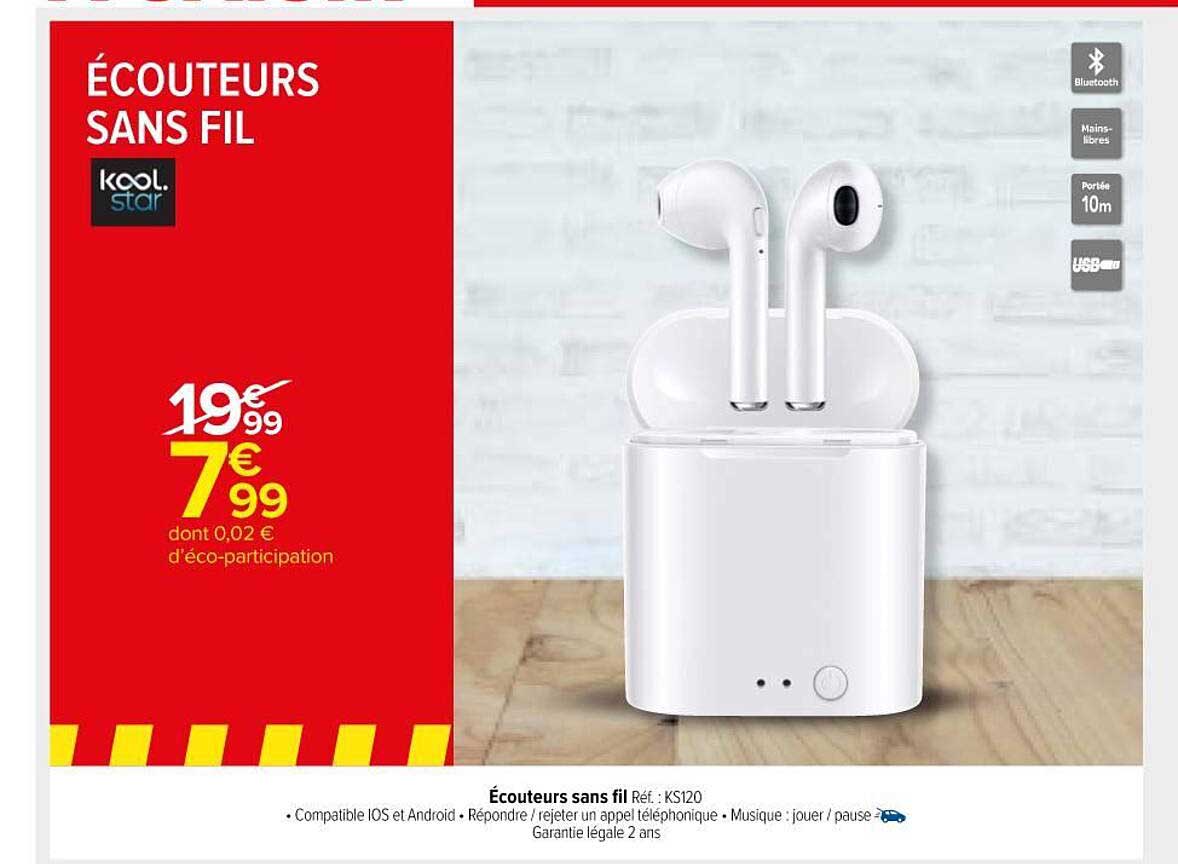 écouteurs sans fil kool star