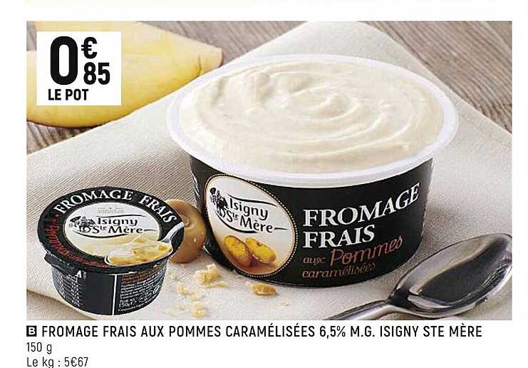 fromage frais aux pommes caramélisées 6,5% m.g. isigny ste mère