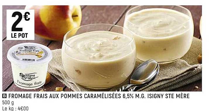fromage frais aux pommes caramélisées 6,5% m.g. isigny ste mère