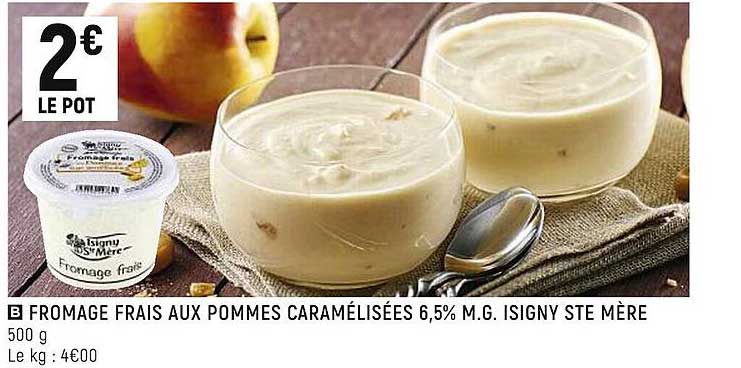 fromage frais aux pommes caramélisées 6,5% m.g. isigny ste mère