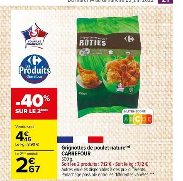 Grignottes De Poulet Nature Carrefour