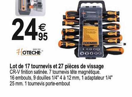 lot de 17 tournevis et 27 pièces de vissage