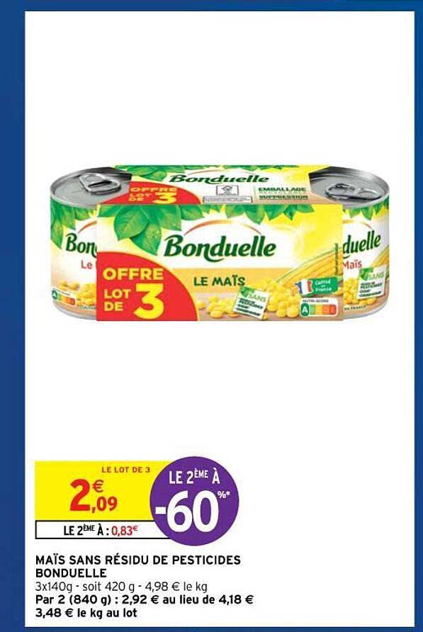 maïs sans résidu de pesticides bonduelle