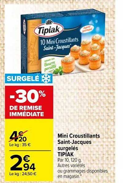 mini croustillants saint-jacques surgelés tipiak