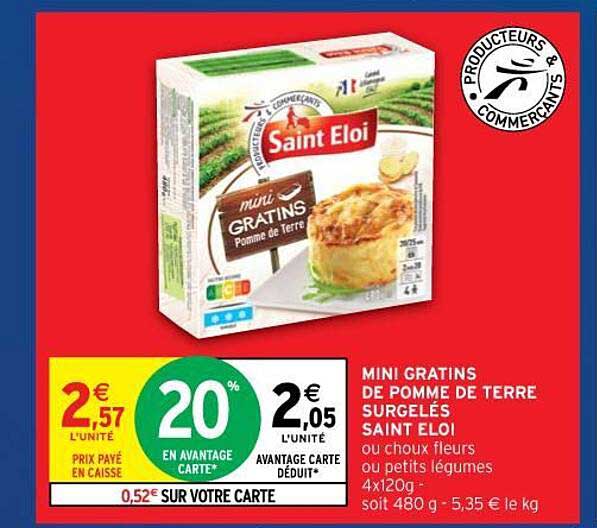 mini gratins de pomme de terre surgelés saint éloi