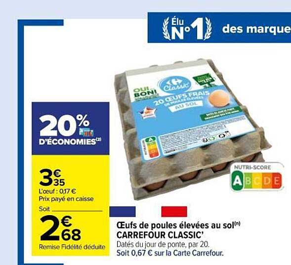 oeufs de poules élevées au sol carrefour classic'