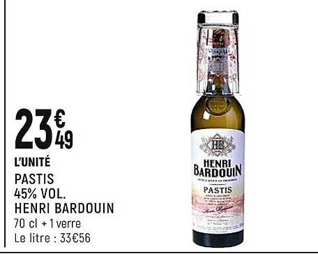 pastis 45% vol. henri bardouin