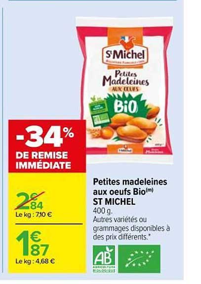 petites madeleines aux oeufs bio st michel