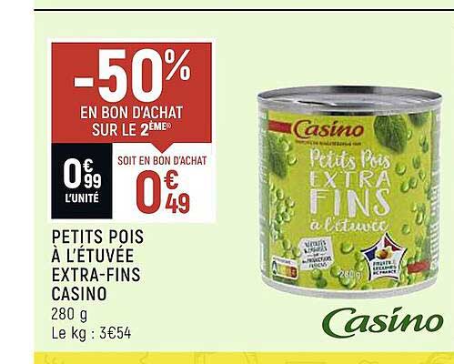 petits pois à l'étuvée extra-fins casino