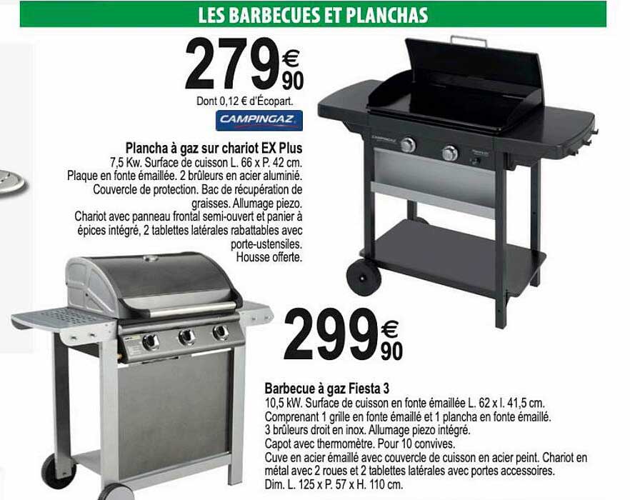 Plancha à Gaz Sur Chariot Ex Plus Campingaz, Barbecue à Gaz Fiesta 3 Campingaz