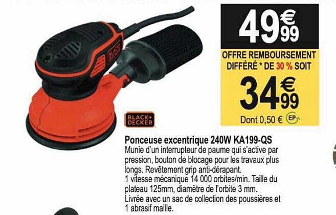 ponceuse excentrique 240w ka199-qs black+decker
