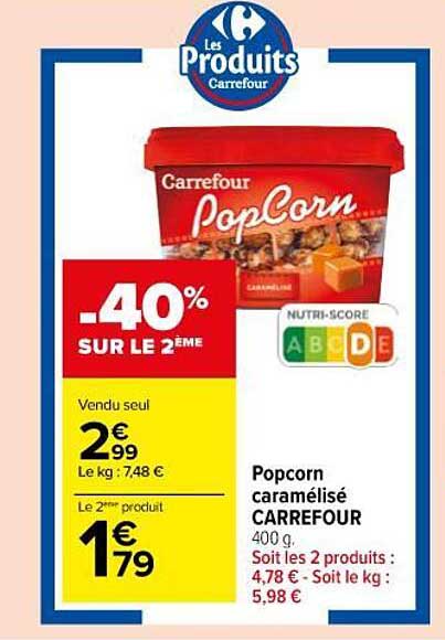 popcorn caramélisé carrefour
