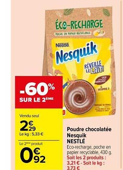 poudre chocolatée nesquik nestlé