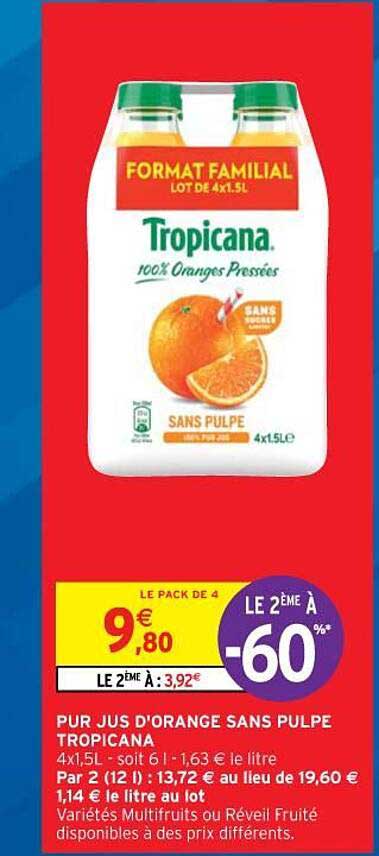 Pur Jus D'orange Sans Pulpe Tropicana
