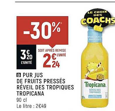 pur jus de fruits pressés réveil des tropiques tropicana