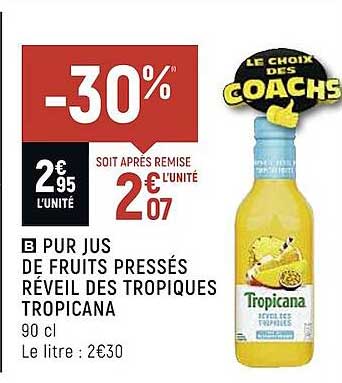 pur jus de fruits pressés réveil des tropiques tropicana