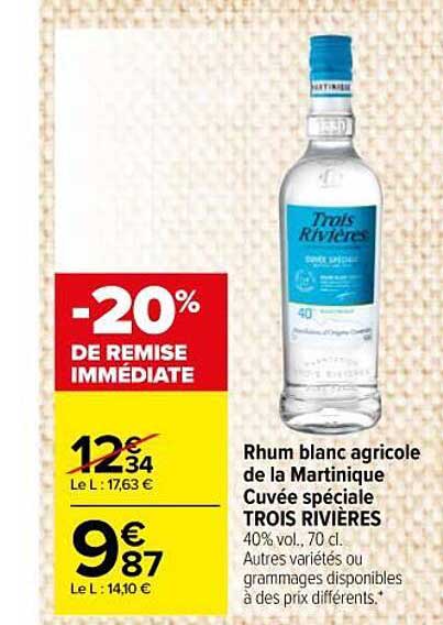 rhum blanc agricole de la martinique cuvée spéciale trois rivières
