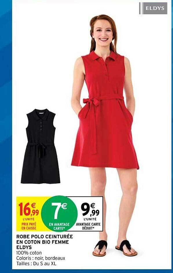 robe polo ceinturée en coton bio femme eldys