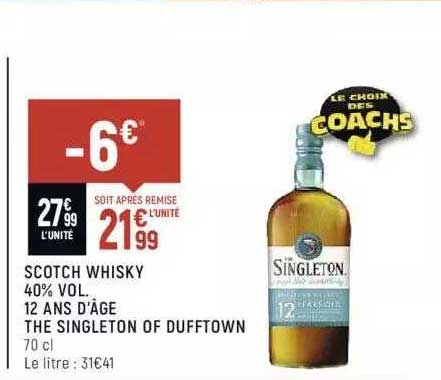 scotch whisky 40% vol. 12 ans d'âge the singleton of dufftown