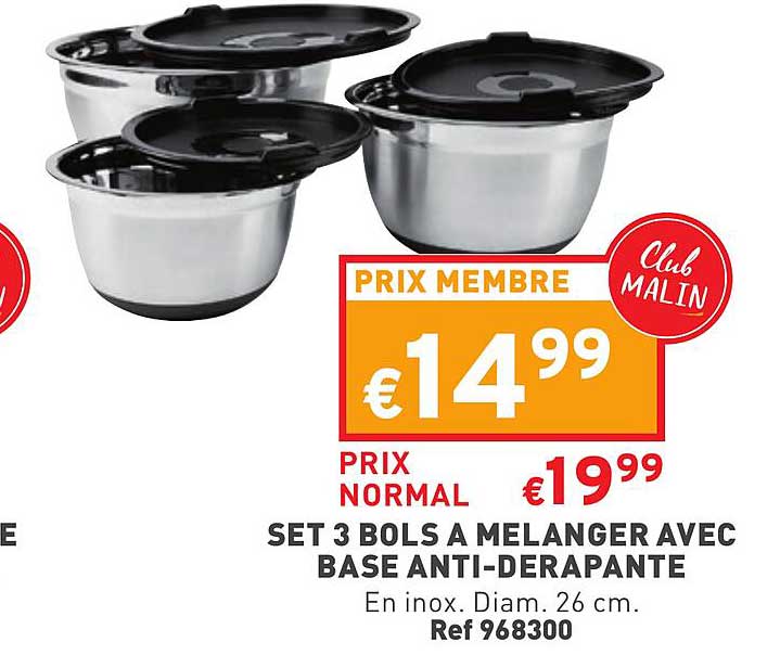 set 3 bols à mélanger avec base anti-dérapante