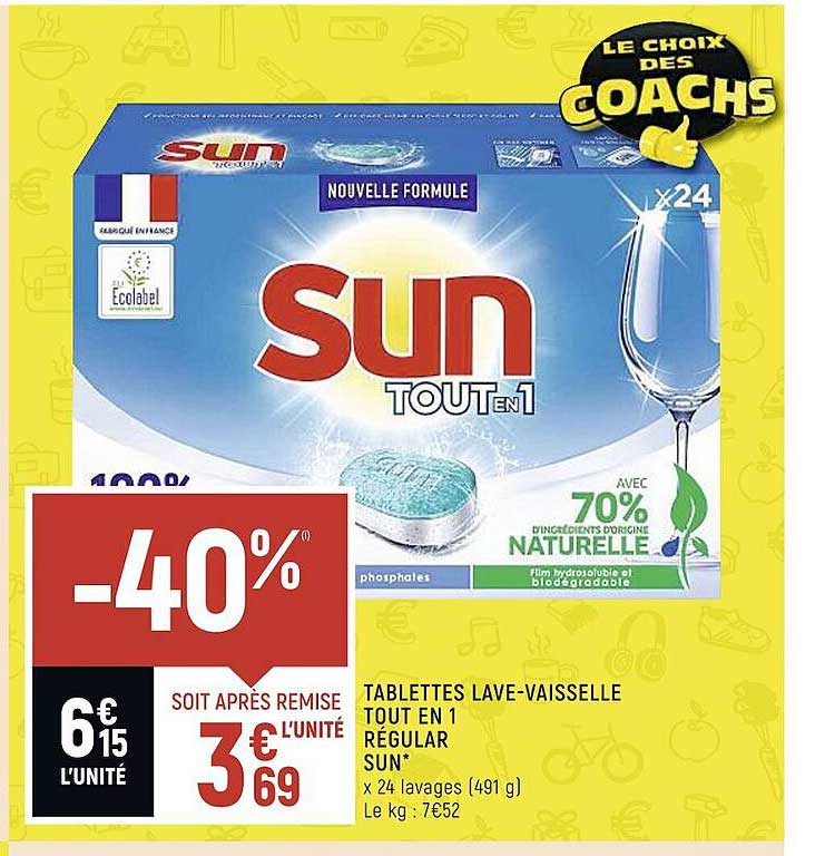 tablettes lave-vaisselle tout en 1 régular