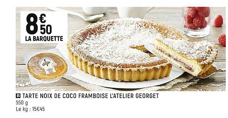 tarte noix de coco framboise l'atelier georget