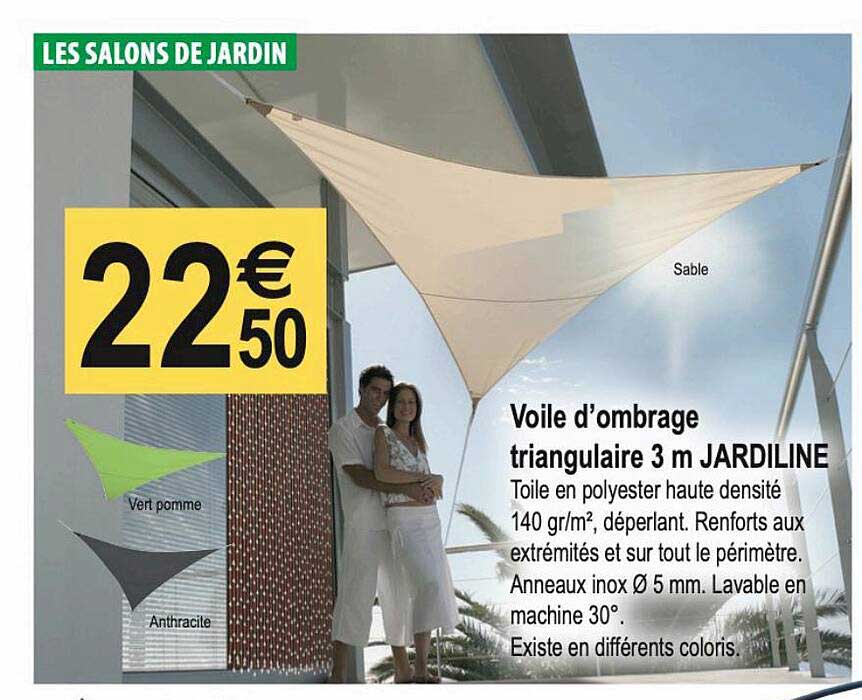 voile d'ombrage triangulaire 3 m jardiline