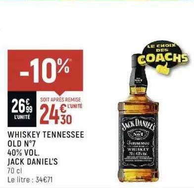 whiskey tennessee old n°7 40% vol. jack daniel's