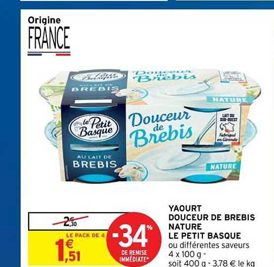 Yaourt Douceur De Brebis Nature Le Petit Basque