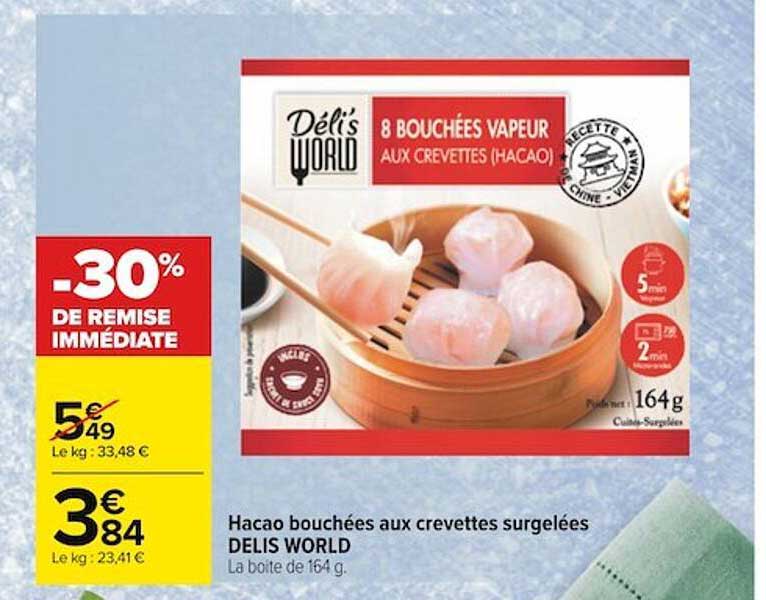 hacao bouchées aux crevettes surgelées delis world