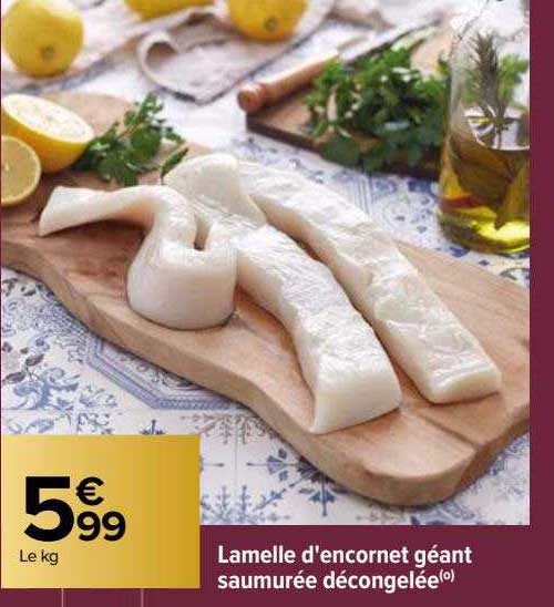lamelle d'encornet géant saumurée décongelée