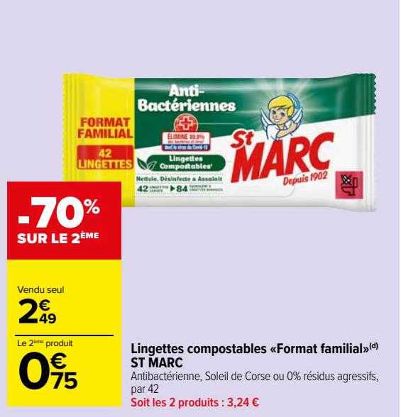 lingettes compostables «format familial» st marc