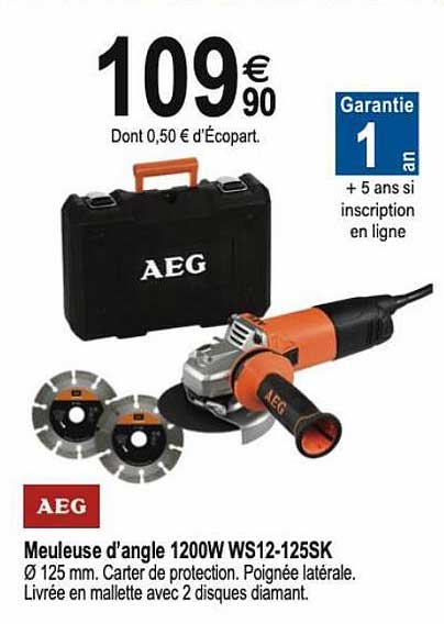 meuleuse d'angle 1200w ws12-125sk aeg