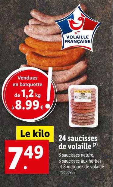24 Saucisses De Volaille