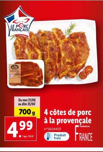 4 Côtes De Porc à La Provençale