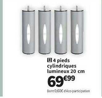 4 pieds cylindriques lumineux 20 cm