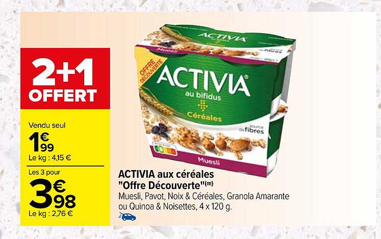 Activia Aux Céréales "offre Découverte"