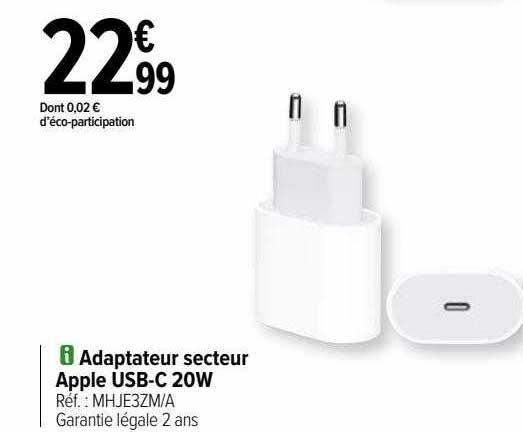 adaptateur secteur apple usb-c 20w