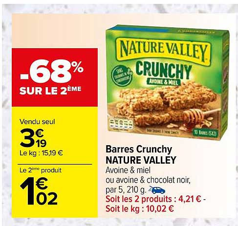barres crunchy nature valley