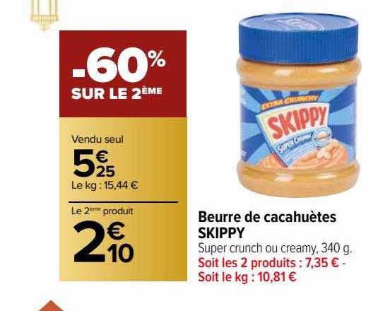 beurre de cacahuètes skippy