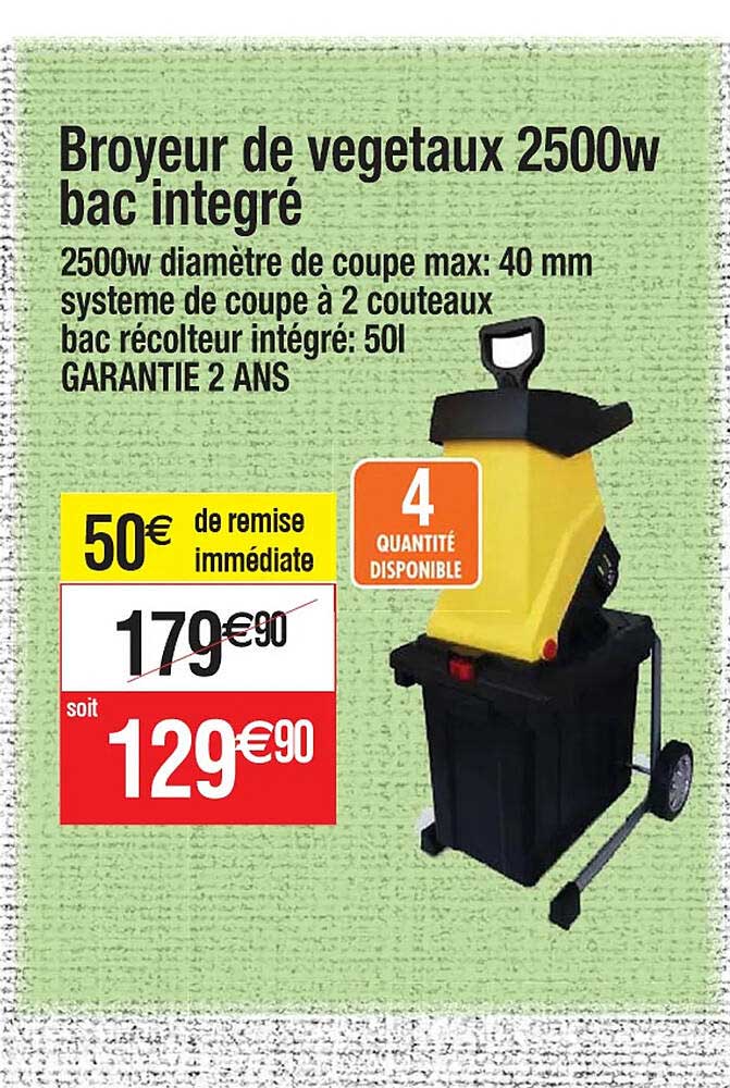 broyeur de végétaux 2500w bac intégré