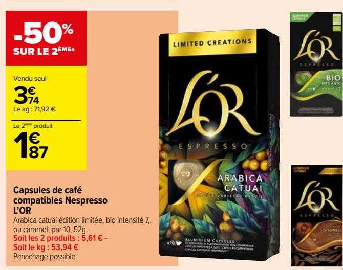 capsules de café compatibles nespresso l'or