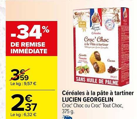 céréales à la pâte à tartiner lucien georgelin