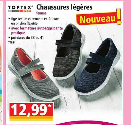 chaussures légères femme toptex sport