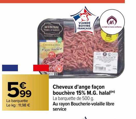 cheveux d'ange façon bouchère 15% m.g. halal