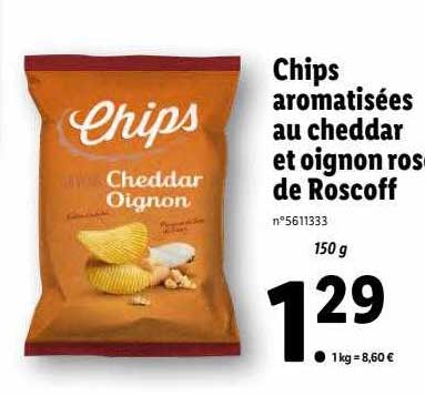 chips aromatisées au cheddar et oignon rose de roscoff