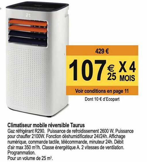 Climatiseur Mobile Réversible Taurus